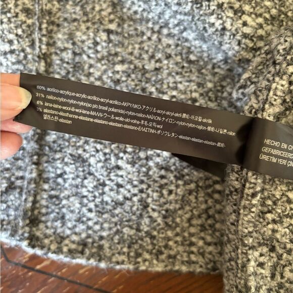 Zara black & white open jacket faux leather trim pockets size S 6873/129/064/S - Picture 5 of 12